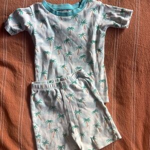 3/$10 Burt's Bees Palm Tree Kids Pajama Set - White and Green